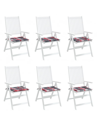 Cuscini per Sedia 6 pz a Quadri Rossi 40x40x4cm Tessuto Oxford