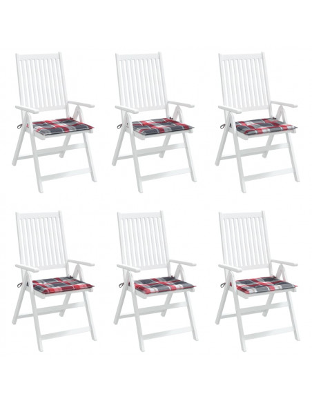Cuscini per Sedia 6 pz a Quadri Rossi 40x40x4cm Tessuto Oxford