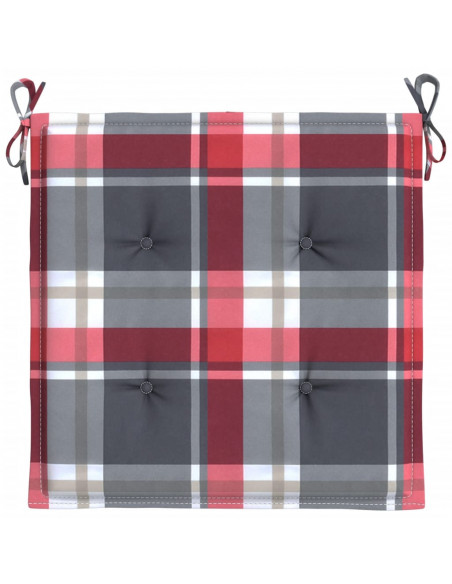 Cuscini per Sedia 6 pz a Quadri Rossi 40x40x4cm Tessuto Oxford