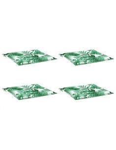 Cuscini per Sedia 4 pz Motivo a Foglie 40x40x3 cm Tessuto 2