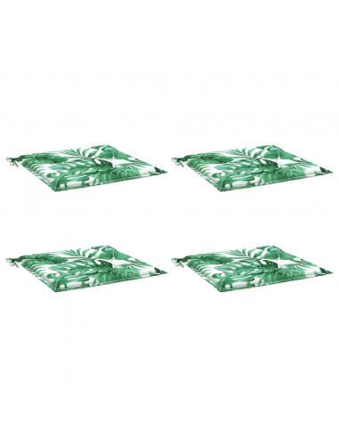 Cuscini per Sedia 4 pz Motivo a Foglie 40x40x3 cm Tessuto