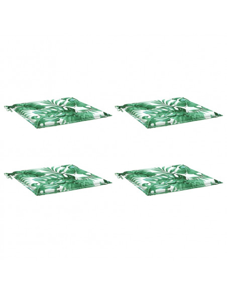 Cuscini per Sedia 4 pz Motivo a Foglie 40x40x3 cm Tessuto