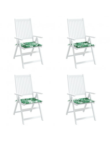 Cuscini per Sedia 4 pz Motivo a Foglie 40x40x3 cm Tessuto