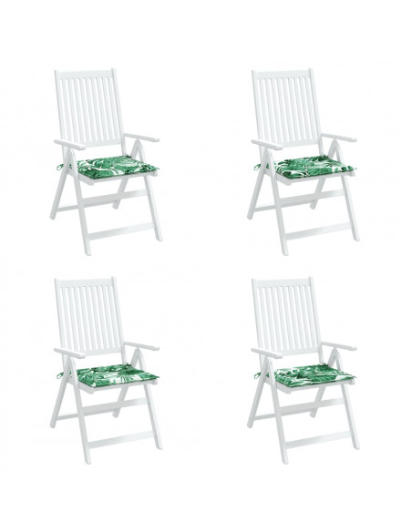 Cuscini per Sedia 4 pz Motivo a Foglie 40x40x3 cm Tessuto