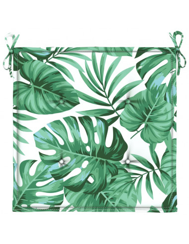 Cuscini per Sedia 4 pz Motivo a Foglie 40x40x3 cm Tessuto