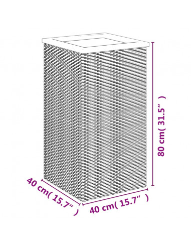 Fioriera Nera 40x40x80 cm in Polyrattan
