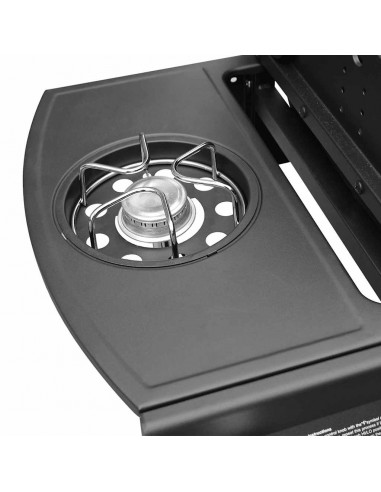 Barbecue e Griglia a Gas 6+1 Fornelli Nero e Argento