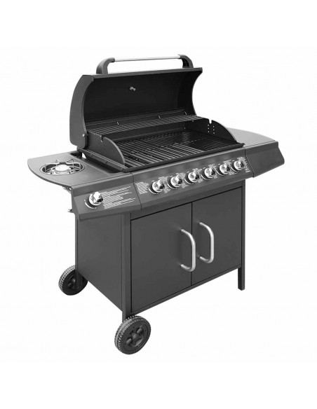 Barbecue e Griglia a Gas 6+1 Fornelli Nero