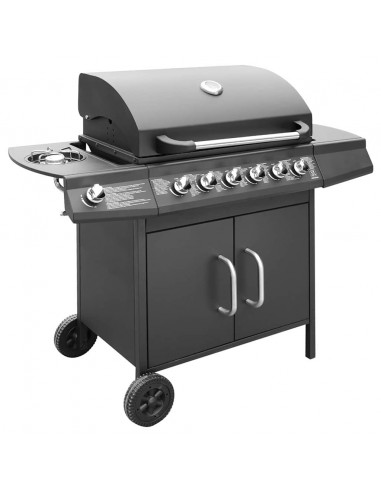 Barbecue e Griglia a Gas 6+1 Fornelli Nero