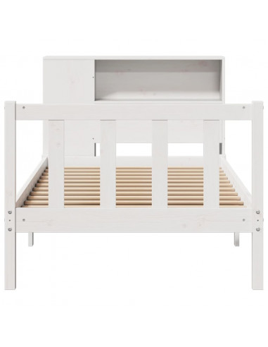 Letto Libreria senza Materasso Bianco 90x190 cm Massello Pino