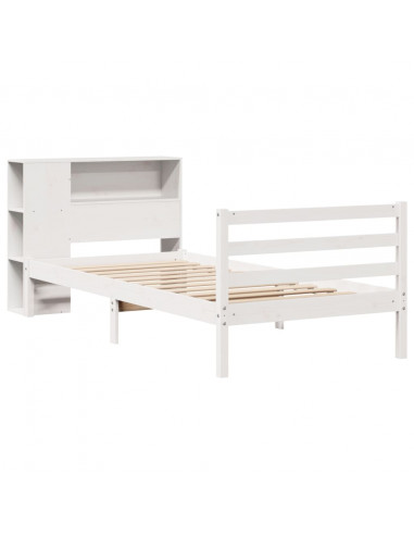 Letto Libreria senza Materasso Bianco 90x190 cm Massello Pino