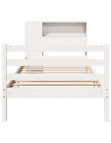 Letto Libreria senza Materasso Bianco 90x190 cm Massello Pino