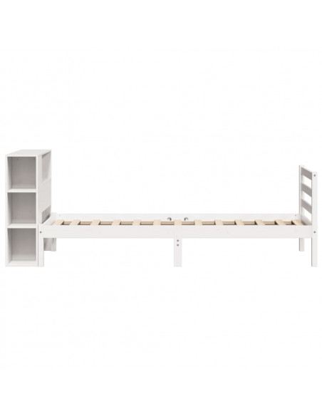 Letto Libreria senza Materasso Bianco 90x190 cm Massello Pino