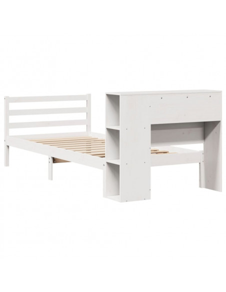 Letto Libreria senza Materasso Bianco 90x190 cm Massello Pino