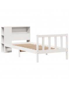 Letto Libreria senza Materasso Bianca 90x200 cm Legno di Pino 2