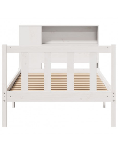 Letto Libreria senza Materasso Bianca 90x200 cm Legno di Pino