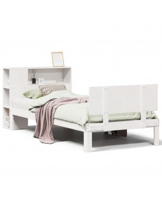 Letto Libreria senza Materasso Bianca 90x200 cm Legno di Pino