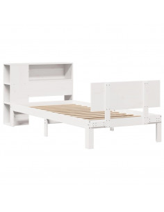 Letto Libreria senza Materasso Bianca 90x200 cm Legno di Pino 2