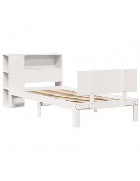 Letto Libreria senza Materasso Bianca 90x200 cm Legno di Pino