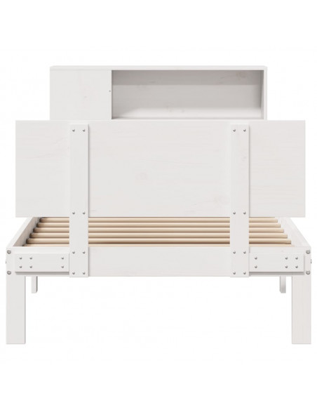 Letto Libreria senza Materasso Bianca 90x200 cm Legno di Pino