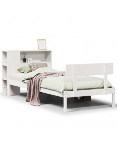 Letto Libreria senza Materasso Bianco 90x190 cm Massello Pino