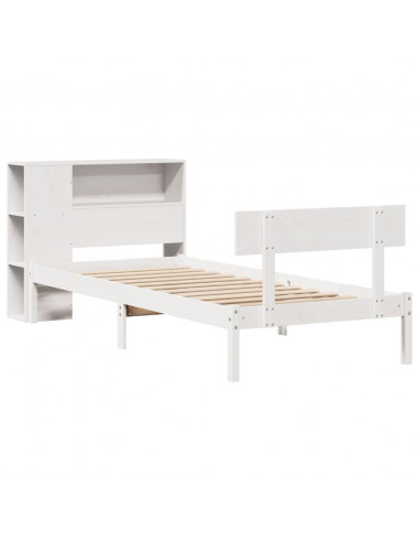 Letto Libreria senza Materasso Bianco 90x190 cm Massello Pino