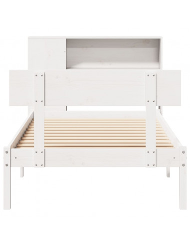 Letto Libreria senza Materasso Bianco 90x190 cm Massello Pino