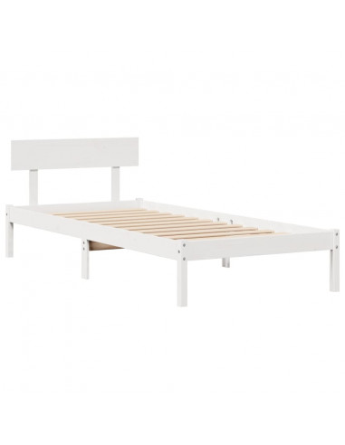 Letto Libreria senza Materasso Bianco 90x190 cm Massello Pino