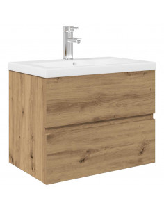 Mobile Bagno con Lavabo Integrato&Rubinetto Rovere Artigianale