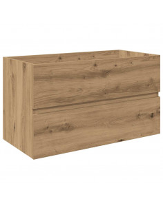 Mobile Bagno con Lavabo Integrato&Rubinetto Rovere Artigianale 2