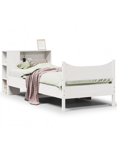 Letto senza Materasso Bianco 90x190 cm in Legno Massello Pino