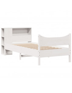 Letto senza Materasso Bianco 90x190 cm in Legno Massello Pino 2