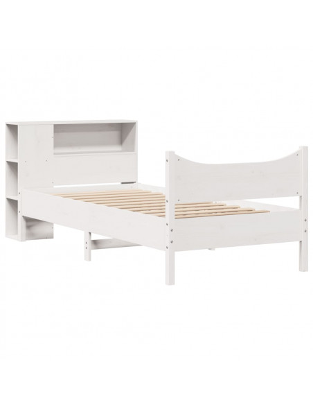 Letto senza Materasso Bianco 90x190 cm in Legno Massello Pino