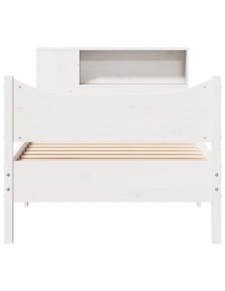 Letto senza Materasso Bianco 90x190 cm in Legno Massello Pino