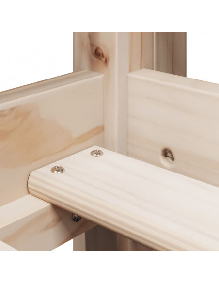 Letto Soppalco con Scala e Tetto 90x190 cm Legno Massello Pino