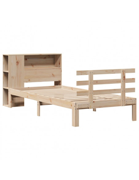 Letto Libreria senza Materasso 90x200 cm Legno Massello Pino