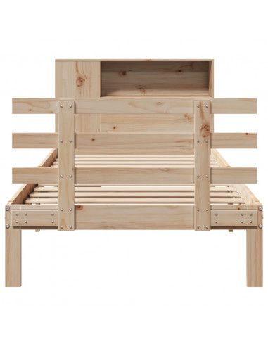 Letto Libreria senza Materasso 90x200 cm Legno Massello Pino