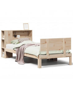Letto Libreria senza Materasso 90x190 cm Legno Massello Pino