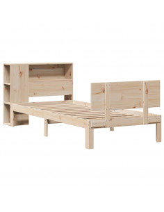 Letto Libreria senza Materasso 90x190 cm Legno Massello Pino 2