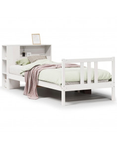 Letto Libreria senza Materasso Bianca 90x200 cm Legno di Pino
