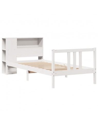 Letto Libreria senza Materasso Bianca 90x200 cm Legno di Pino