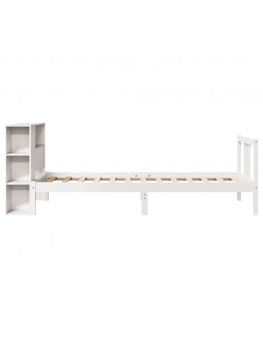 Letto Libreria senza Materasso Bianca 90x200 cm Legno di Pino