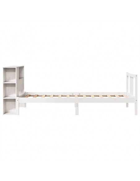 Letto Libreria senza Materasso Bianca 90x200 cm Legno di Pino