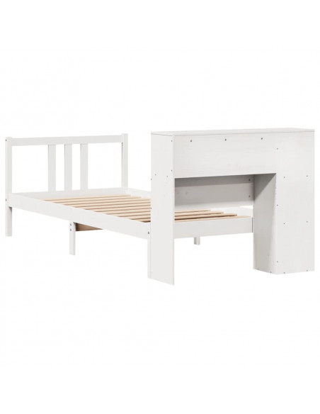 Letto Libreria senza Materasso Bianca 90x200 cm Legno di Pino