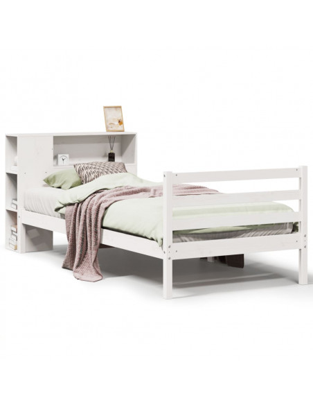Letto Libreria senza Materasso Bianca 90x200 cm Legno di Pino