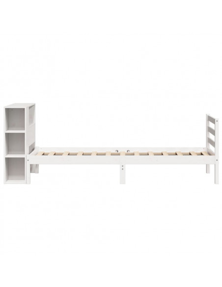 Letto Libreria senza Materasso Bianca 90x200 cm Legno di Pino