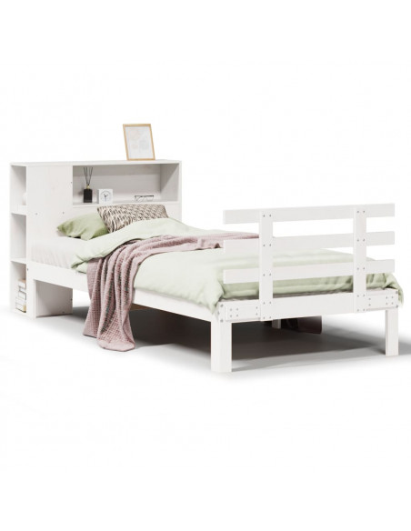 Letto Libreria senza Materasso Bianca 90x200 cm Legno di Pino