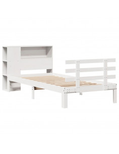 Letto Libreria senza Materasso Bianca 90x200 cm Legno di Pino 2