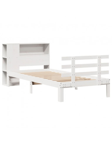 Letto Libreria senza Materasso Bianca 90x200 cm Legno di Pino