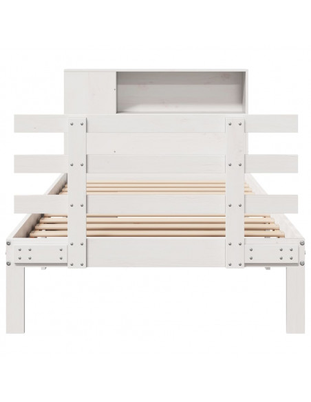Letto Libreria senza Materasso Bianca 90x200 cm Legno di Pino